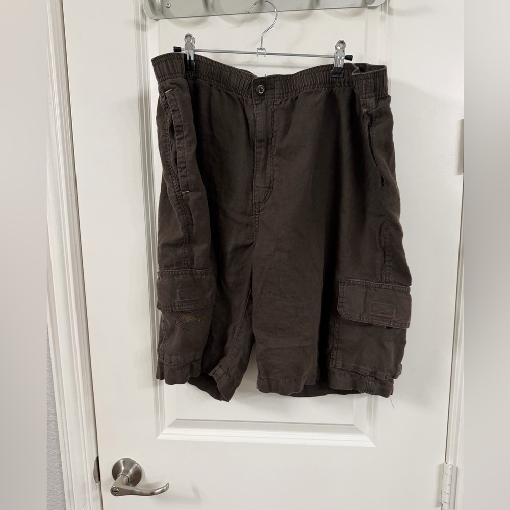 Tommy Bahama Dark Brown Linen Cargo Shorts